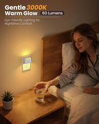 NIORSUN Plug in Night Light, Auto Brightness Sensor Night Light, 3000K Warm White, Ultra-Slim Wall Light for Hallway Bathroom Bedroom Stairs, White, 2 Pack