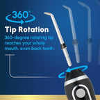 Waterpik Cordless Advanced 2.0 Water Flosser For Teeth, Gums, Braces, Dental Care With Travel Bag and 4 Tips, ADA Accepted, Rechargeable, Portable, and Waterproof, Black WP-582, Packaging May Vary