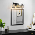 FDPBY Black Bathroom Vanity Lights Crystal Vanity Light Bathroom Lighting Fixtures 3 Light Modern Vanity Lighting Fixtures