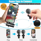 4 in 1 Wireless Lavalier Microphone for iPhone/USB C Android/Camera/Laptop PC,Mini Microphone 2.4G Ultra-Low Delay with Noise Reduction Cordless Lapel Mics for Video Recording, Vlog, YouTube, TikTok