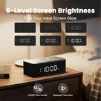 Fansbe Direct Digital Alarm Clock White Noise, Loud Digital Alarm Clocks Bedrooms, Alarm Clock Speaker Wireless Charger AUX USB Bluetooth Speaker 12/24H Dual Alarm Snooze Adjustable Brightness, Black