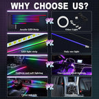 Dreamcolor Acrylic Interior Car Lights, WEBUPAR Car Accessories 6 in 1 Car LED Strip Lights with APP Control and 213 Modes, 175 inches 593 LEDs Fiber Optic Lights, RGB Neon Car Lighting