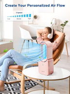 let'me Desk Fan, 11.8 Inch Bladeless Fan Mini Office Fan 4 Speeds with 5-Colors Ambient Light, USB Table Fan Small Quiet for Home, Bedroom,Dorm