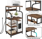 VEDECASA Large Printer Stand Cart with Charging Station USB Port 21.2"x15.7"x42.3" Rolling Tall 3-Tier Printer Stand with Adjustable Shelf Storage Home Office