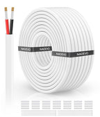 NAOVEO 12 Gauge Wire 2 Conductor Electrical Wire, 12 AWG Stranded PVC Tinned Copper Cable, Flexible/Low Voltage Automotive Wiring for LED Lamps, Marine, Speaker, Appliances (50FT)