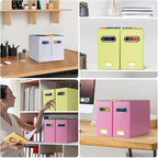 BALEINE File Organizer Box, Cardboard File Folder Organizer with Handle for Letter Size, Portable Collapsible Hanging Filing Box for Home Office Document Storage (2 Pack, Yellow)
