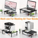 ELIVED 2 Pack Monitor Stand Riser - 3 Height Adjustable Monitor Stand for Laptop, Computer, PC, Printer, Mesh Metal Monitor Riser for Desktop Organizer.