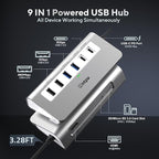 P9 USB C Docking Station, intpw 9-in-1 USB C Hub with 4K HDMI, PD 100W, 3 Type A/C 3.0 5Gbps, 2 Type-A 2.0, SD/TF, Aluminum USB Hub for Laptop,MacBook, iPad, iPhone 17 Series