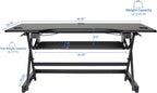 Rocelco 46" Large Height Adjustable Standing Desk Converter - Quick Sit Stand Up Triple Monitor Riser - Tall Gas Spring Assist Computer Workstation - Retractable Keyboard Tray - Black (R DADRB-46)