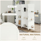 HOMCOM Room Divider, 5 Panel 67" Tall Wood Privacy Screen with 3 Display Shelves, and Folding Storage for Bedroom or Home Office, White