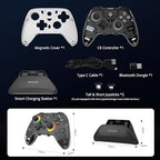 C8 PC Controller - Wireless Bluetooth Gamepad - Hall Effect Joystick RGB Backlit - 1000Hz Polling Rate -Dual Vibrate Macro Buttons for PC, Switch, Switch 2, Steam Deck, Android, iOS, MAC &Tesla Charging Dock