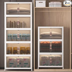 Extra Large Stackable Storage Bins with Lids & Wheels, 960QT-120QT/30GAL*8Pack Foldable Collapsible Closet Organizers Storage Cabinet with Doors for Bedroom Dorm