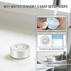 100dB Loud Wireless Water Leak Detector, WiFi Water Leak Sensor for Kitchen Bathroom Basement, Floor & Pipe Drip Alert