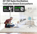Socool 20000mAh Portable Fan Foldable Wireless Battery Rechargeable with 8-Speed & 112H, 90° Osciliating Floor Standing Fan Remote, Desk Fan with 8H Timer & LED Light for Home Kitchen Travel Camping