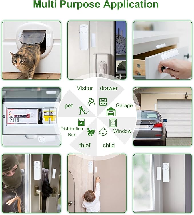Door Window Alarm, 90dB Door Alarms Sensor for Kids Safety, Home Security, Door Window Burglar Alarm, Window Pool Alarms for Home, Apartments, Offices, Hotel Rooms (15pack)