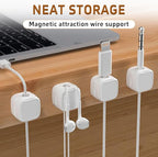 10 Pack Cord Organizer Holder,Magnetic Cable Clips for Desk Nightstand,Cable Management Clips,Desk Cable Holder Clips Adhesive Phone Charging Cable Keeper for Office Home Desktop Bedroom, White