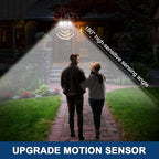 EMANER Motion Activated Security Light, Motion Sensing & Dusk to Dawn Adjustable, AUTO Dim & Keep On 4 Lighting Mode Option, 5000K 28W Hardwired LED Floodlight (White, 1-Pack)