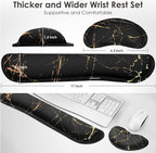 Gimars Upgrade Enlarge Gel Memory Foam Set Keyboard Wrist Rest Pad, Mouse Wrist Cushion Support for Office, Computer, Laptop, Mac, Comfortable, Lightweight for Easy Typing Pain Relief,Marbling