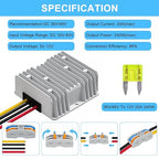 SUPERNIGHT 48V 36V to 12V Voltage Converter 240W 20A Regulator Step Down to 12V DC- DC Convert Reducer with Fuse Waterproof Power Supply Transformer Module for Golf Cart Scooters
