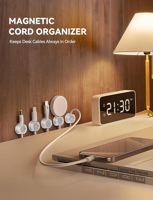 9 Pack Cable Management Cord Holder, JOYROOM Magnetic Cable Clips Adhesive Wire Hider, Cord Organizer for Desk Bedside Nightstand Table Desktop USB Wall Car Office Workspace Accessoriess, Clear