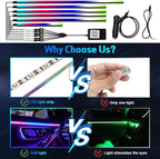 Dreamcolor Interior Car Lights, WEBUPAR Car Accessories 6 in 1 Car LED Strip Lights with APP Control and 213 Modes, 175 inches 593 LEDs Acrylic Fiber Optic Lights, RGB Neon Car Lighting