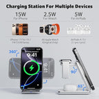 Acer 3 in 1 Charging Station for iPhone, Wireless Charger Stand,15W Fast MagSafe Charger for iPhone 17 16 15 14 13 12 Series-Apple Watch 10 9 8 7 6 5 4 3 2 SE and Ultra Series-Airpods 4 3 2 Pro Series