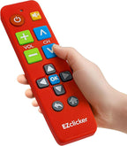 EZclicker Plus Big Button Universal TV Remote (Red) Simple Easy to Use, Works with Major TV Brands (2xAAA Batteries Not Included)