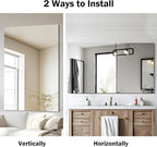 CILIBER Frameless Mirror, 30x48 inch Rectangle Bathroom Mirrors for Wall, Upgraded Shatterproof Large Vanity Mirror Over Sink with Polished Edge for Bathroom,Bedroom,Living Room and Entryway
