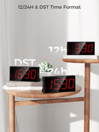PPLEE Alarm Clock for Bedroom, Large Number Digital Clock with Dimmer for Living Room, Dual Alarms Easy to Read clock for Seniors, Electric Bedside Desk Clock with USB Charger, Digital Red LED Display