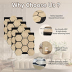 ARMURO Hexagon Wall Panels - 4 PCS Wood Panels for Wall - Natural Oak Wood Veneer Hexagon Sound Panels - Sound Absorbing Panels for Walls and Ceiling (23.8" W x 29" L)