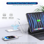 USB C Wall Charger Block, 3Pack 20W Dual Port PD Fast iPhone 16/15 Charger USB C Wall Charger Adapter + USB A Quick Charging Brick Plug for iPhone 15/14/13/12/11/Pro Max/Plus/XS/XR/X,iPad,AirPods-Blue
