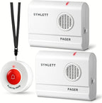 SYNLETT 2 Caregiver Pagers with 1 Call Button SOS Alert System for Elderly Seniors Patients Home Care Nurse Call Bed Alarm Emergency Monitoring