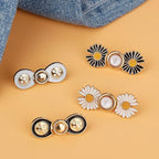 TOOVREN Pant Waist Tightener, Detachable Jean Buttons for Loose Jeans, No Sew and No Tools Button Pins for Jeans, Adjustable Jean Buttons Pins, Daisy Flower Instant Pants Button Tightener 4 Sets