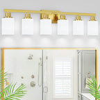DIKAIDA 6 Light Gold Bathroom Vanity Light, Gold Bathroom Light Fixtures, 38" Modern Brushed Gold Vanity Lighting Fixtures for Bathroom Over Mirror, Gold Sconces Wall Lighting for Bedroom Living Room
