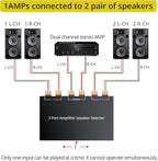 PROZOR 2(1)-in-1(2)-Out Amp Amplifier Speaker Switcher Selector, 2-Way Speaker switcher selector Box with A/B Switch and No External Power