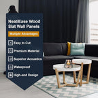 NeatiEase Wood Slat Wall Panels, 4-Piece 96" x 12.6", Soundproof & Noise Cancelling, Acoustic Wall Panels (Black)
