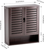 SMIBUY Bathroom Cabinet Wall Mounted, Bamboo Over-The-Toilet Storage Organizer, Space Saver Medicine Cabinet with 2 Door and Adjustable Shelves (Dark Brown)