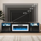 VITESSE TV Stand Fireplace with 36" inch Electric Fireplace Up to 90" TVs, LED Light Entertainment Center, 80" Modern Wood High Gloss with Highlight Storage Cabinet for Living Room (Black)