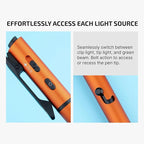 OLIGHT O'Pen 3 EDC Pen Light,120 Lumens with Green Beam, Red and White, USB-C Rechargeable LED Flashlight for Office, Writing, Presentation, Outdoor Uses, Professional Business Gift(Orange)