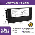 HitLights 200W Dimmable LED Driver, Electronic Transformer, 120V AC to 12V DC Power Supply for LED Strip Light, IP66 Rated, Dimming with TRIAC, 0-10V, 1-10V, Potentiometer, 10V PWM, UL Listed, Class 2