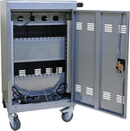 Aokleo Laptop Charging Cart,35 Devices Tablet Storage Carts for pad Up to 16.3" Screen Size, Classroom Computer Mobile Charging Station for pads, Chromebooks,Laptops, Security Storage(31+4 Bay-Silver)