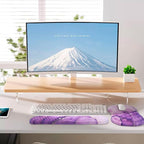 Mouse Pad Wrist Support, Laokiiy 2 in1 Keyboard Wrist Rest+ Ergonomic Mouse Pad, Non-Slip Wrist Rest for Computer Keyboard, Made Easy Typing & Relieve Wrist Pain(Amethyst Purple Marble)