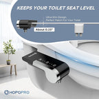 HOPOPRO Toilet Bidet Tank Replacement Cover, Bidet Ultra-Slim Dual Nozzle (Feminine/Rear Wash), Fresh Cold Water Sprayer Toilet Tank Seat for Existing Toilets with Pressure Control, Black