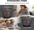 Flip Cube Pomodoro Timer - Rechargeable Visual Countdown & Count Up Stopwatch, 7 Preset Intervals, 3 Alarm Modes, Productivity Tool for ADHD, Kids, Study, Work & Kitchen (Gray)
