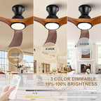 52 Inch Ceiling Fans with Lights and Remote Control, Flush Mount Low Profile Ceiling Fan, 6 Speeds DC Reversible Motor Timing Dimmable Ceiling Light,Outdoor Fan for Bedroom Patio Porch Garage