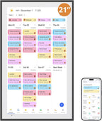 Dragon Touch Digital Calendar 21.5 Inch Touch Screen, Electronic Wall Calendar Chore Chart for Family Monthly/Weekly Planner, Interactive Display for Home Organization, Desk Mount Included - Black