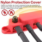 Tuijodaix 300A Bus Bar 5 Post 12V-48V DC Power Distribution Block,5 * 3/8"(M10) Battery Terminal Studs with Cover and Wire Lugs for Wiring,Automotive,Marine,Battery busbar (Red&Black)