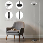 SIBRILLE RGB Torchiere Floor Lamp - 30W Dimmable LED Standing Lamp with Remote, Multi Color Changing, 72in Tall Corner Light, Bright Standing Pole Light for Office Living Room Bedroom Basement, Black
