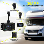 ENDMAN RV 30 Amp Surge Protector with Power Meter (kWh) - 12,000 Joules High Surge Guard - Real-Time Voltage & Amp Monitor for Travel Trailers (NEMA TT-30P)