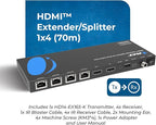 OREI 4K 1x4 HDMI Extender Splitter Over CAT6/7 Ethernet Cable Up to 4K@30Hz upto 165 ft-1080P@60Hz upto 230 ft, IR control, EDID, HDMI Loop Out (HD14-EX165-K)